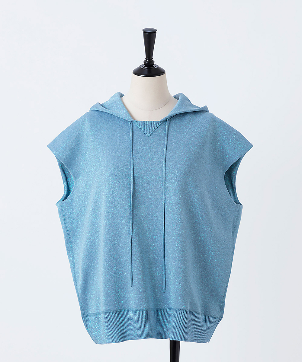 EAUVIRE ラメニットフーディー オフホワイト