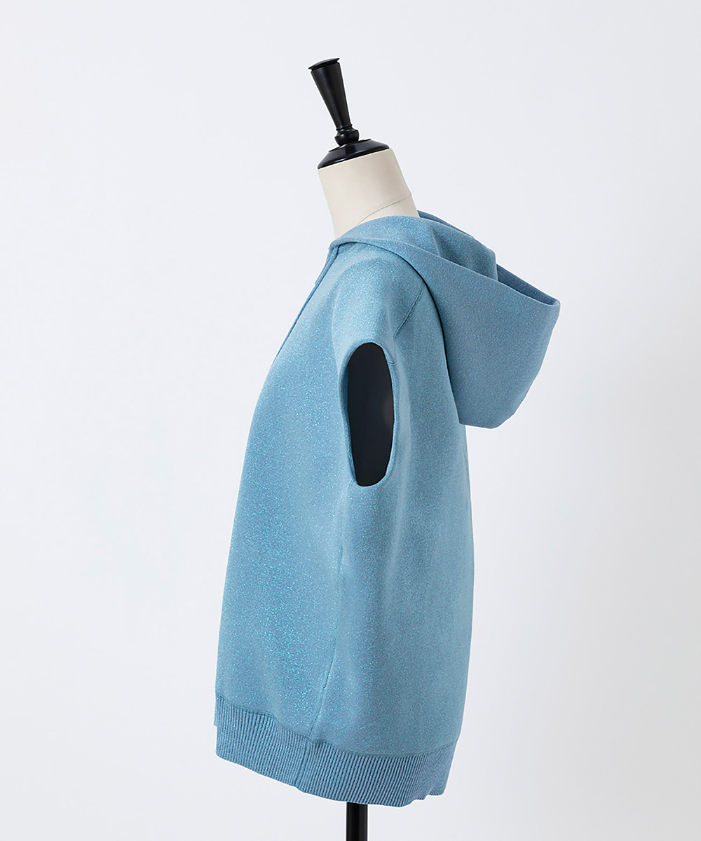 EAUVIRE ラメニットフーディー オフホワイト