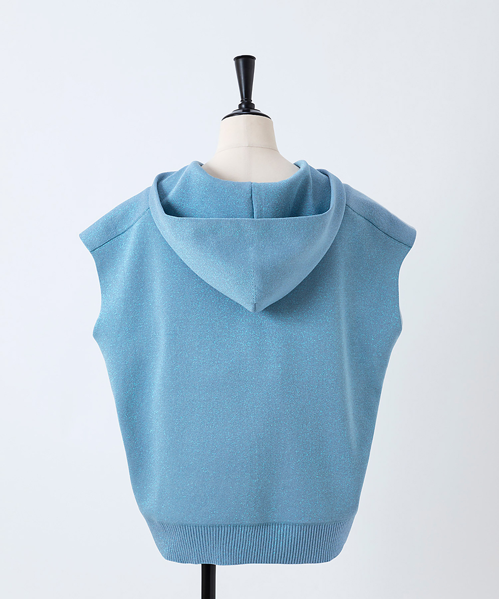 EAUVIRE ラメニットフーディー オフホワイト