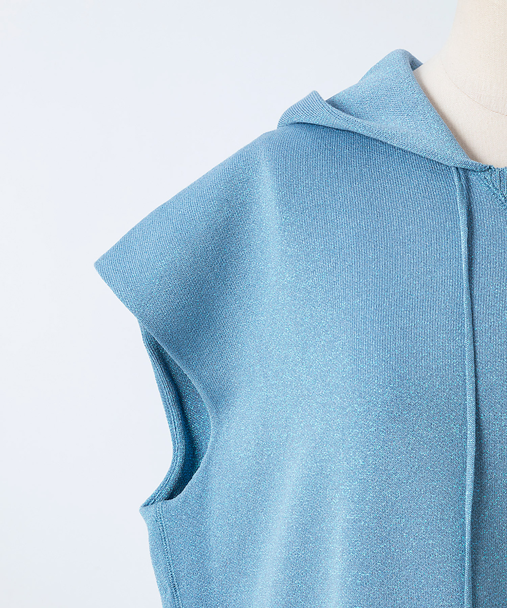 EAUVIRE ラメニットフーディー オフホワイト