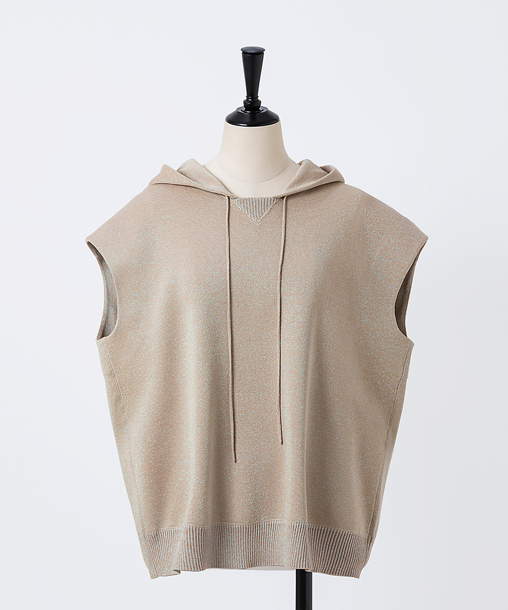 EAUVIRE ラメニットフーディー オフホワイト