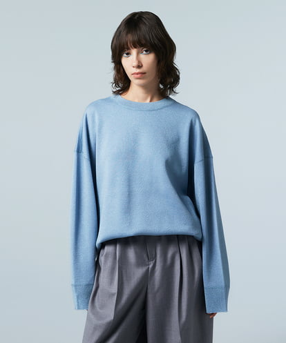 EAUVIRE ラメニットビッグシルエットプルオーバー ライトブルー