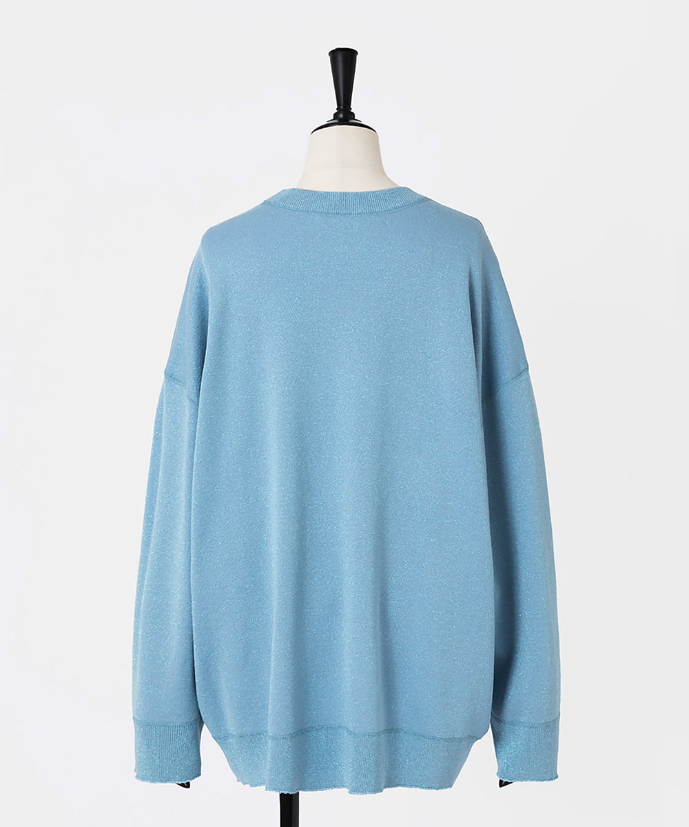 EAUVIRE ラメニットビッグシルエットプルオーバー ライトブルー