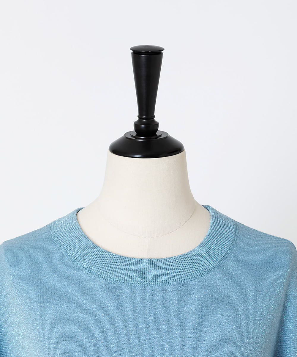 EAUVIRE ラメニットビッグシルエットプルオーバー ライトブルー