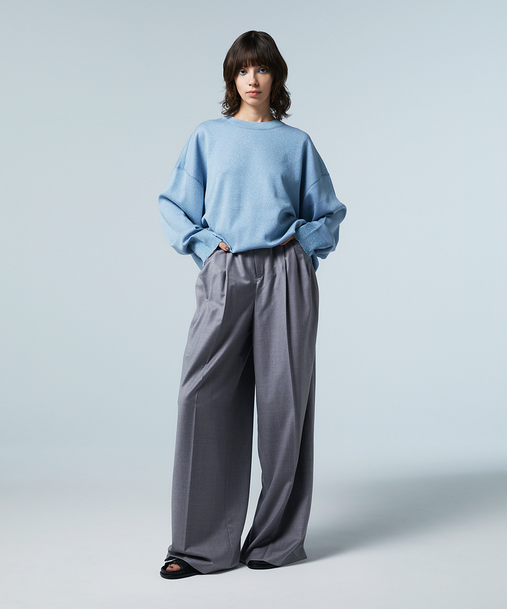 EAUVIRE ラメニットビッグシルエットプルオーバー ライトブルー