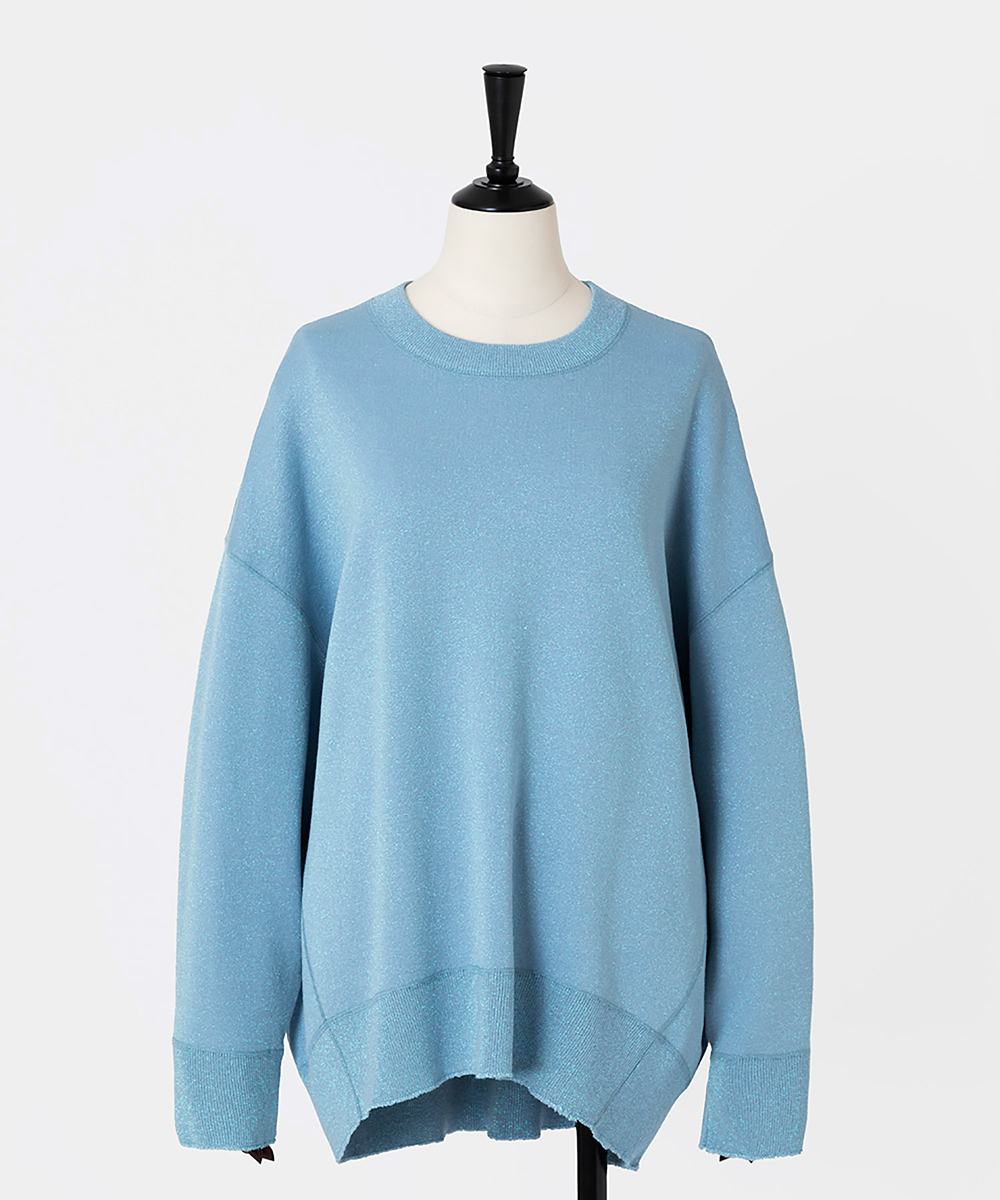 EAUVIRE ラメニットビッグシルエットプルオーバー ライトブルー
