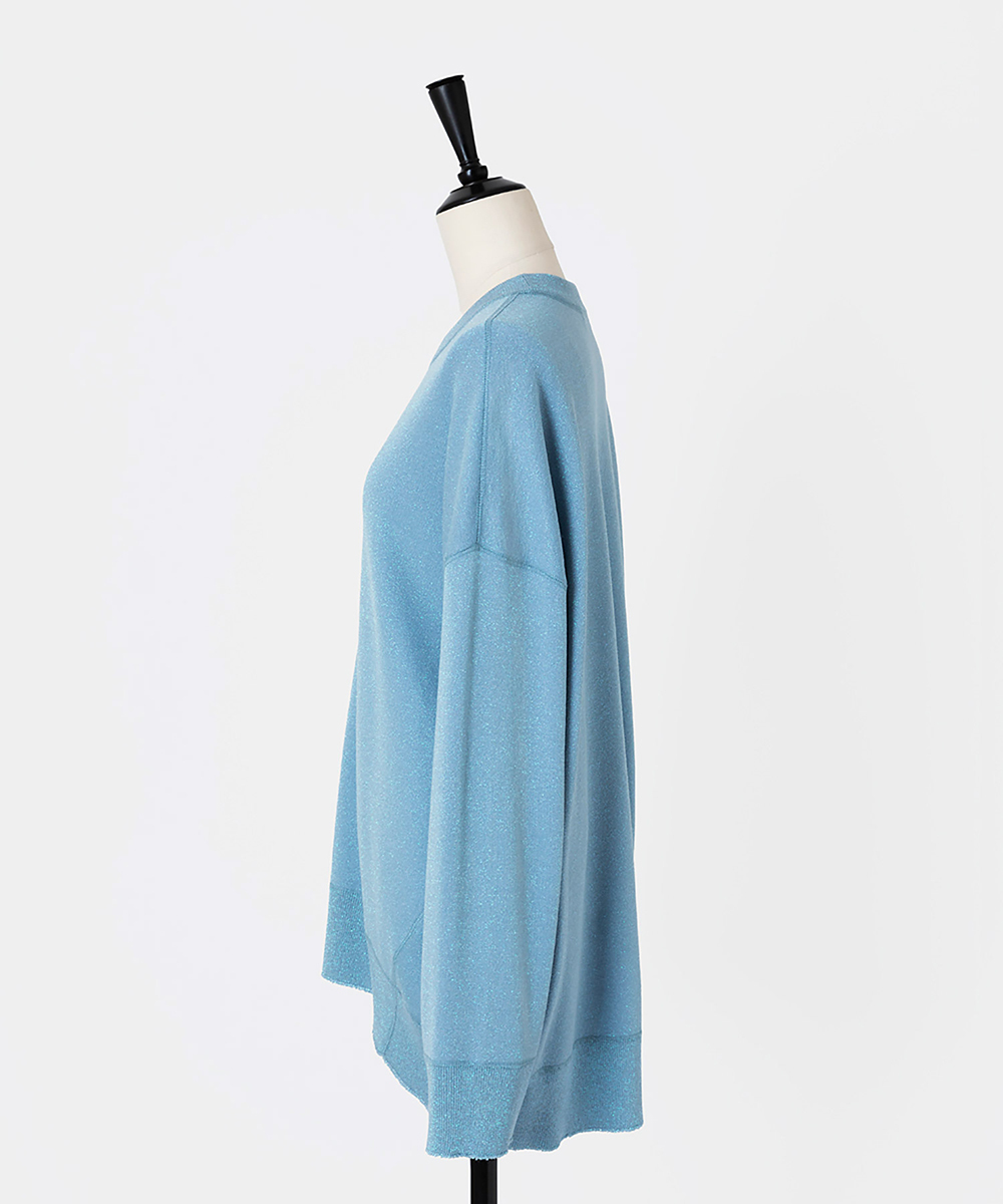 EAUVIRE ラメニットビッグシルエットプルオーバー ライトブルー