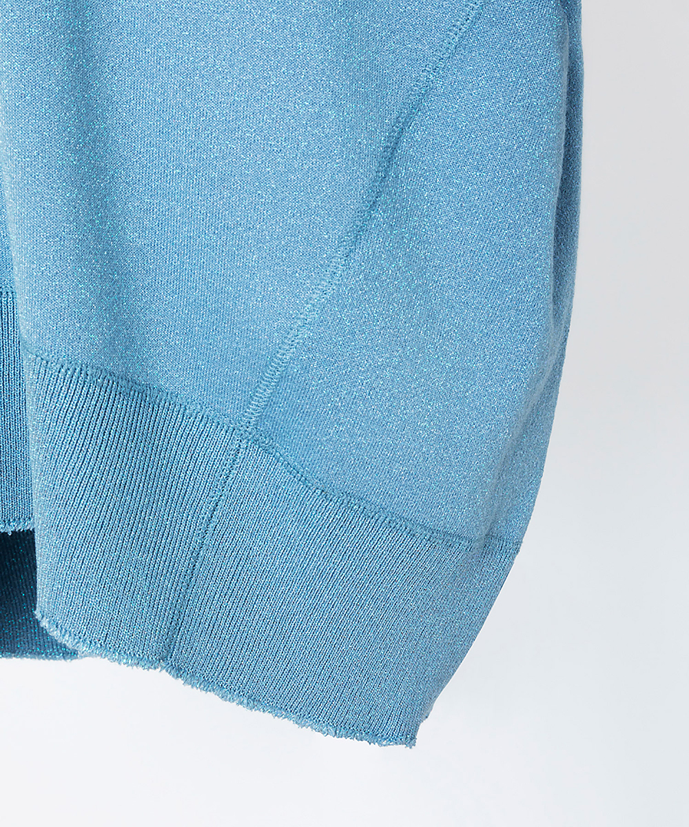 EAUVIRE ラメニットビッグシルエットプルオーバー ライトブルー