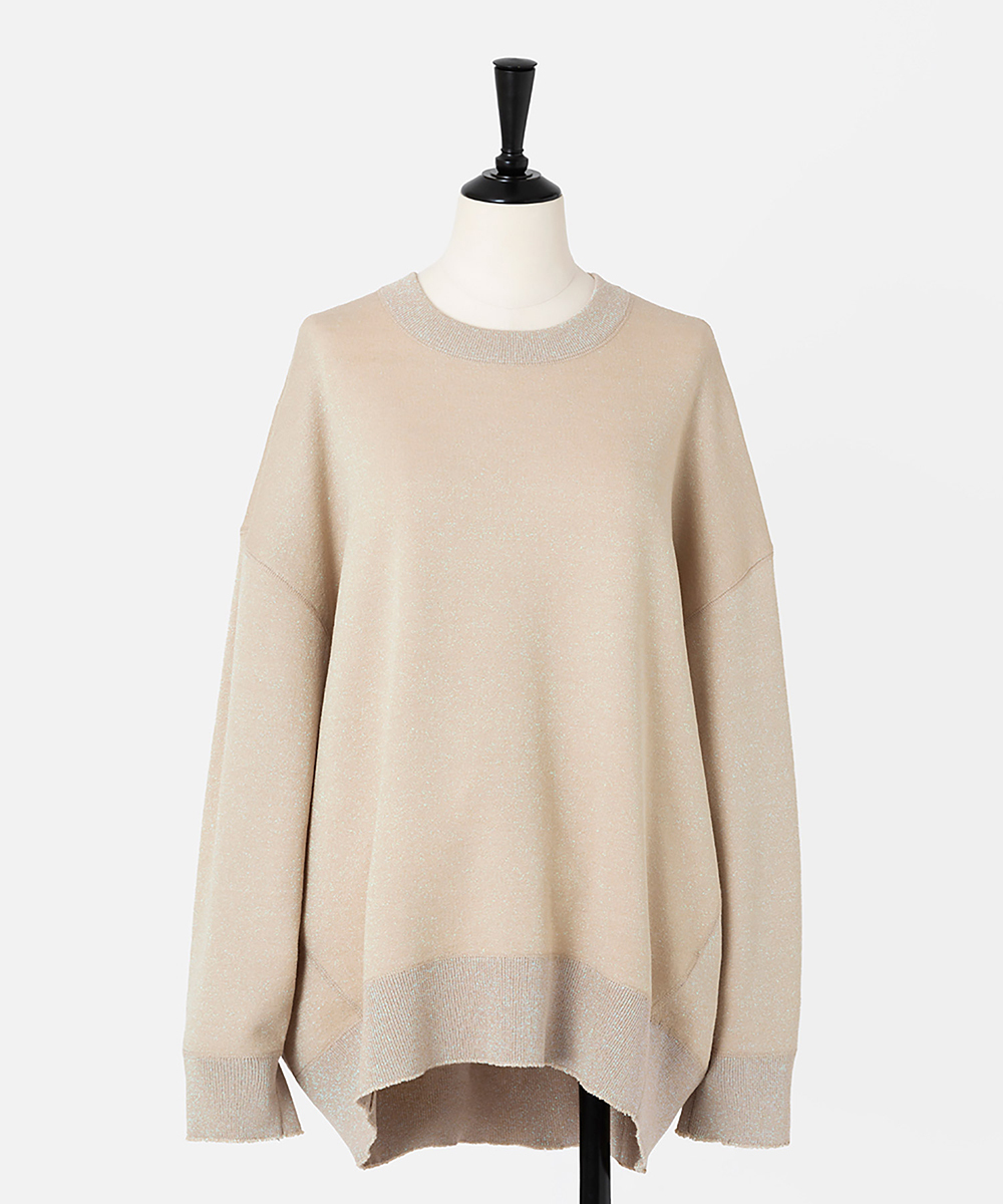 EAUVIRE ラメニットビッグシルエットプルオーバー ライトブルー