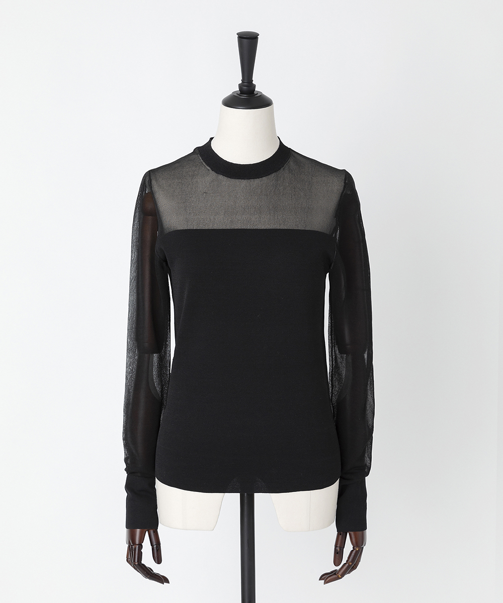 EAUVIRE シアーシルクプルオーバー ブラック