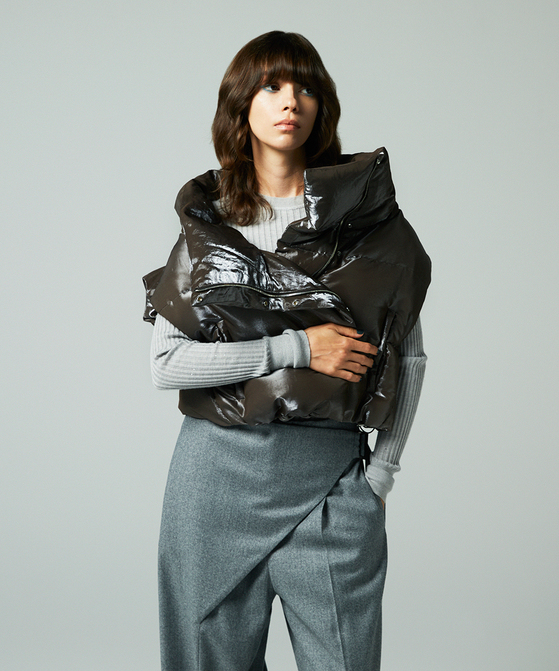 EAUVIRE モックネックリブプルオーバー ライトグレー