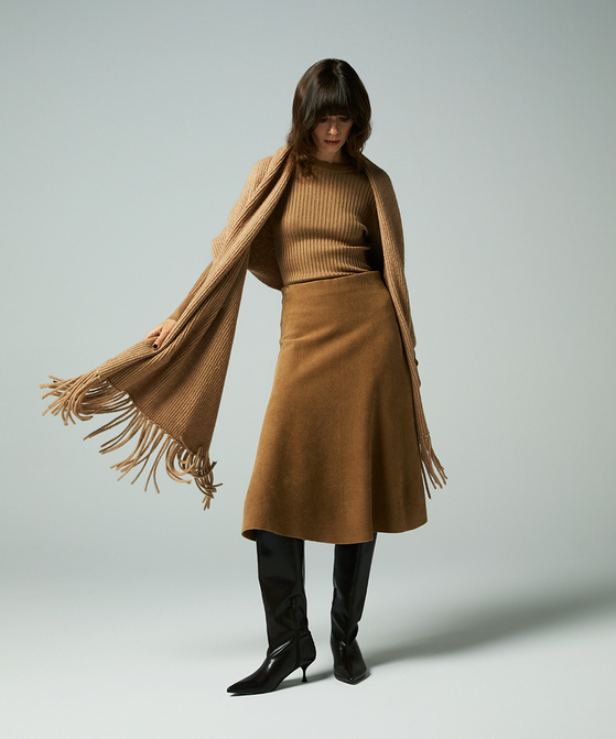 EAUVIRE モックネックリブプルオーバー ライトグレー