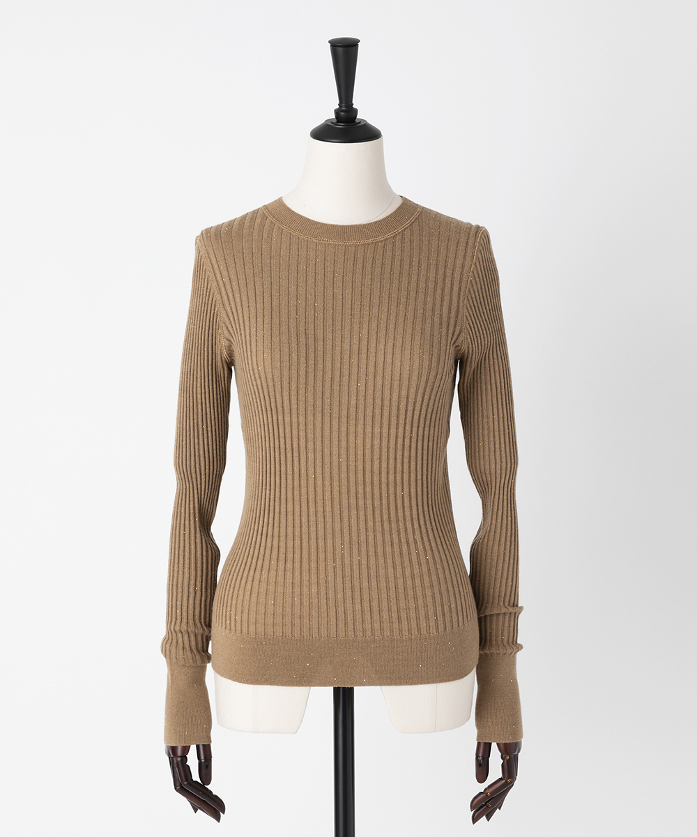 EAUVIRE モックネックリブプルオーバー ライトグレー