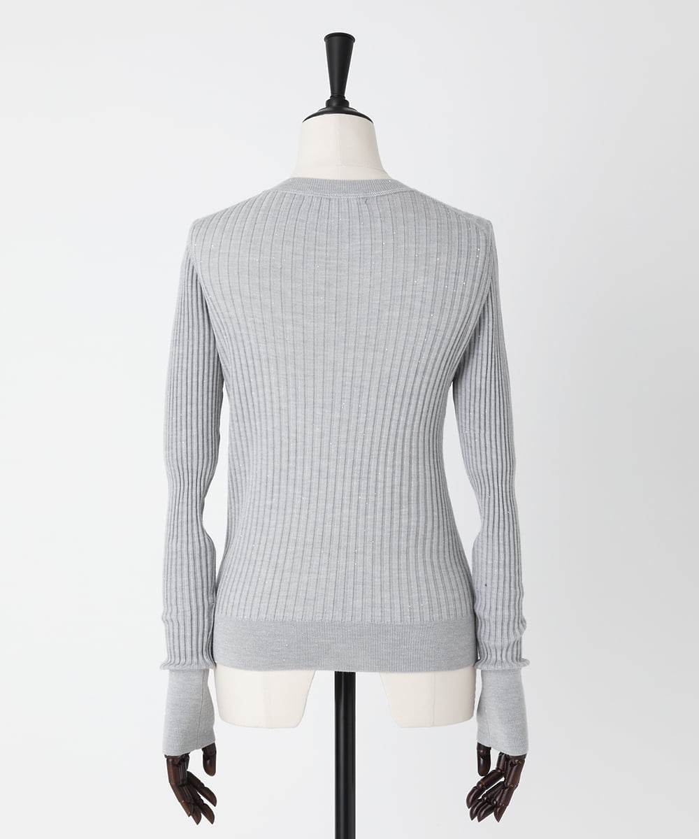 EAUVIRE モックネックリブプルオーバー ライトグレー