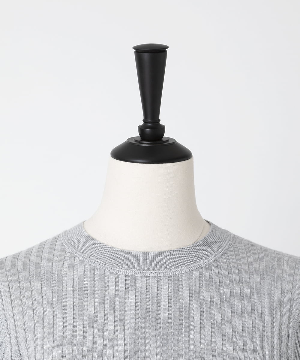 EAUVIRE モックネックリブプルオーバー ライトグレー