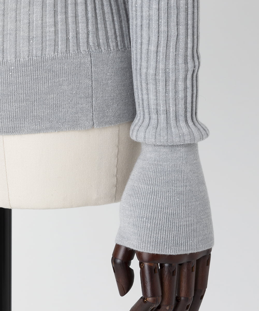 EAUVIRE モックネックリブプルオーバー ライトグレー