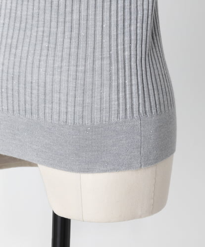 EAUVIRE モックネックリブプルオーバー ライトグレー