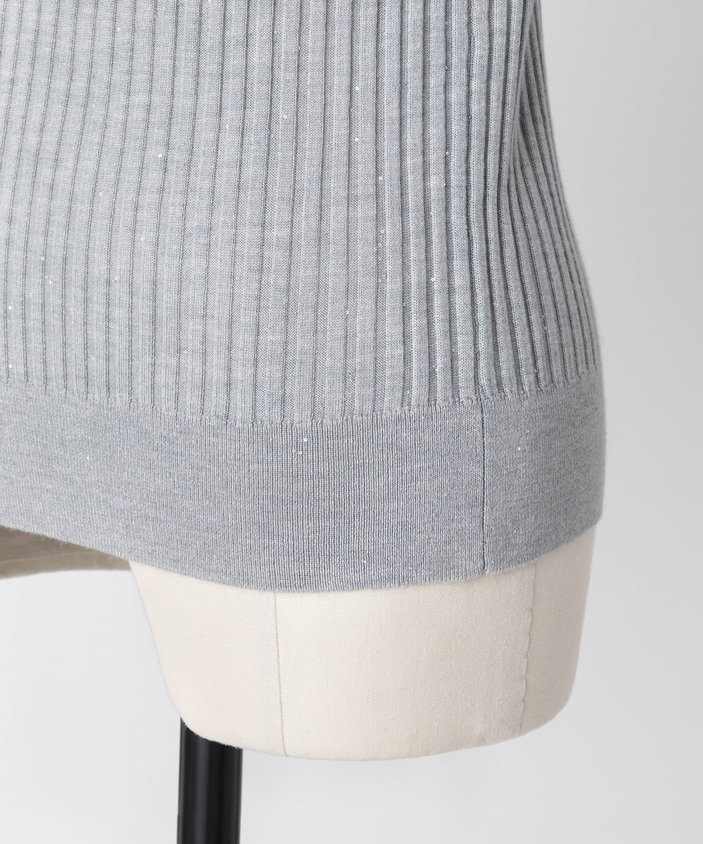 EAUVIRE モックネックリブプルオーバー ライトグレー