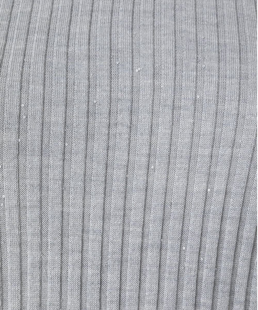 EAUVIRE モックネックリブプルオーバー ライトグレー