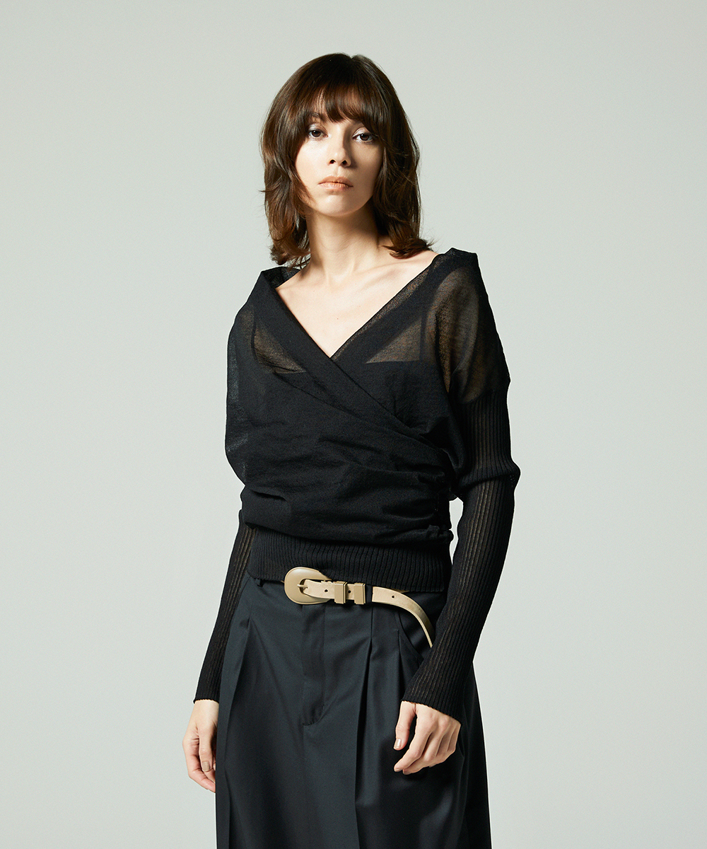 EAUVIRE カシュクールプルオーバー ブラック