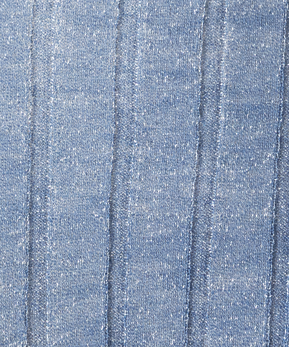 EAUVIRE シアーラメタートルネックニットプルオーバー ブルー