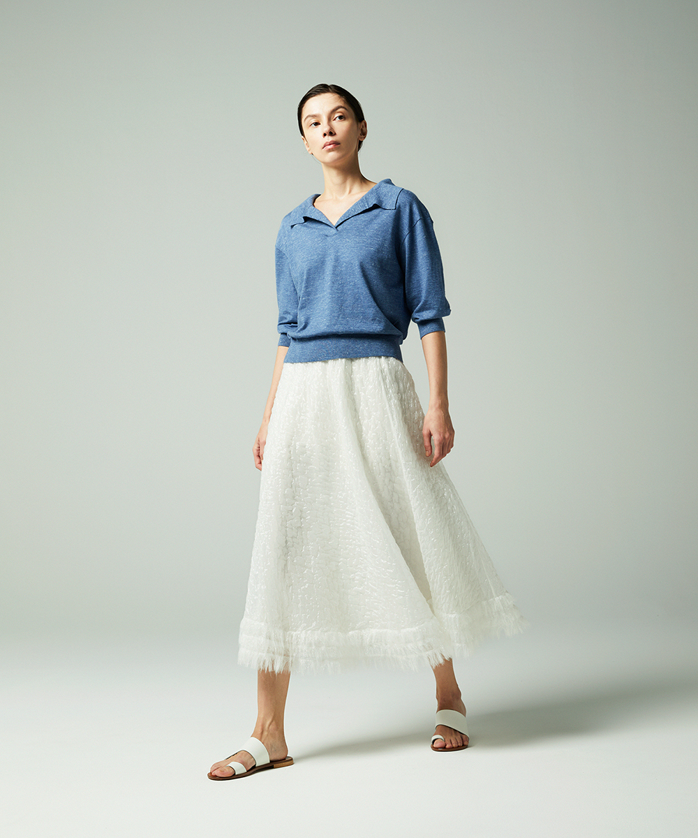 EAUVIRE カシミヤヘンプニュアンスポロ ライトブルー