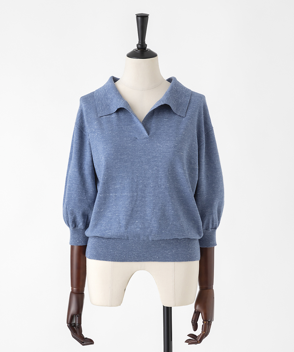 EAUVIRE カシミヤヘンプニュアンスポロ ライトブルー