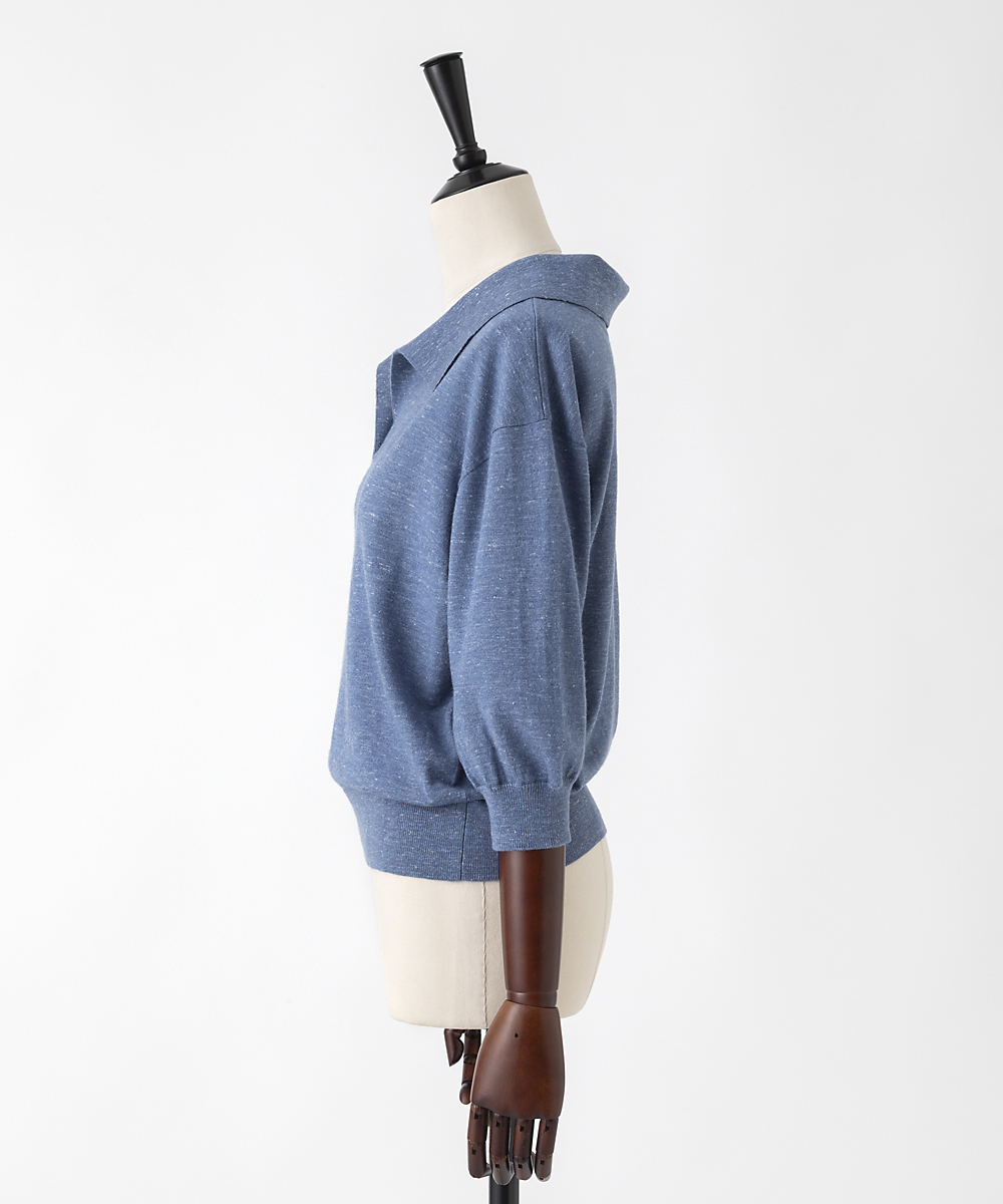 EAUVIRE カシミヤヘンプニュアンスポロ ライトブルー