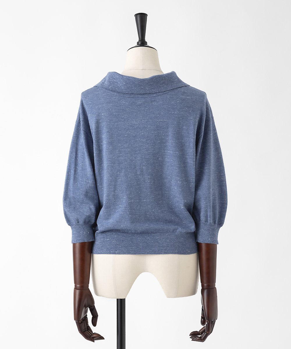 EAUVIRE カシミヤヘンプニュアンスポロ ライトブルー