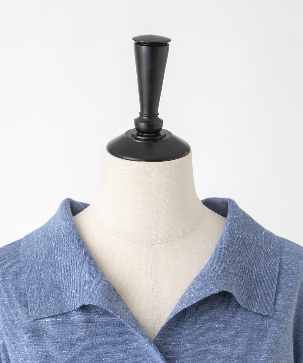 EAUVIRE カシミヤヘンプニュアンスポロ ライトブルー