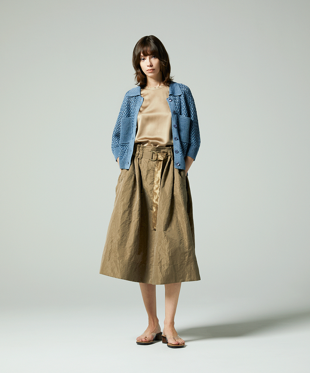 EAUVIRE リネンポロカーディガン ブルー