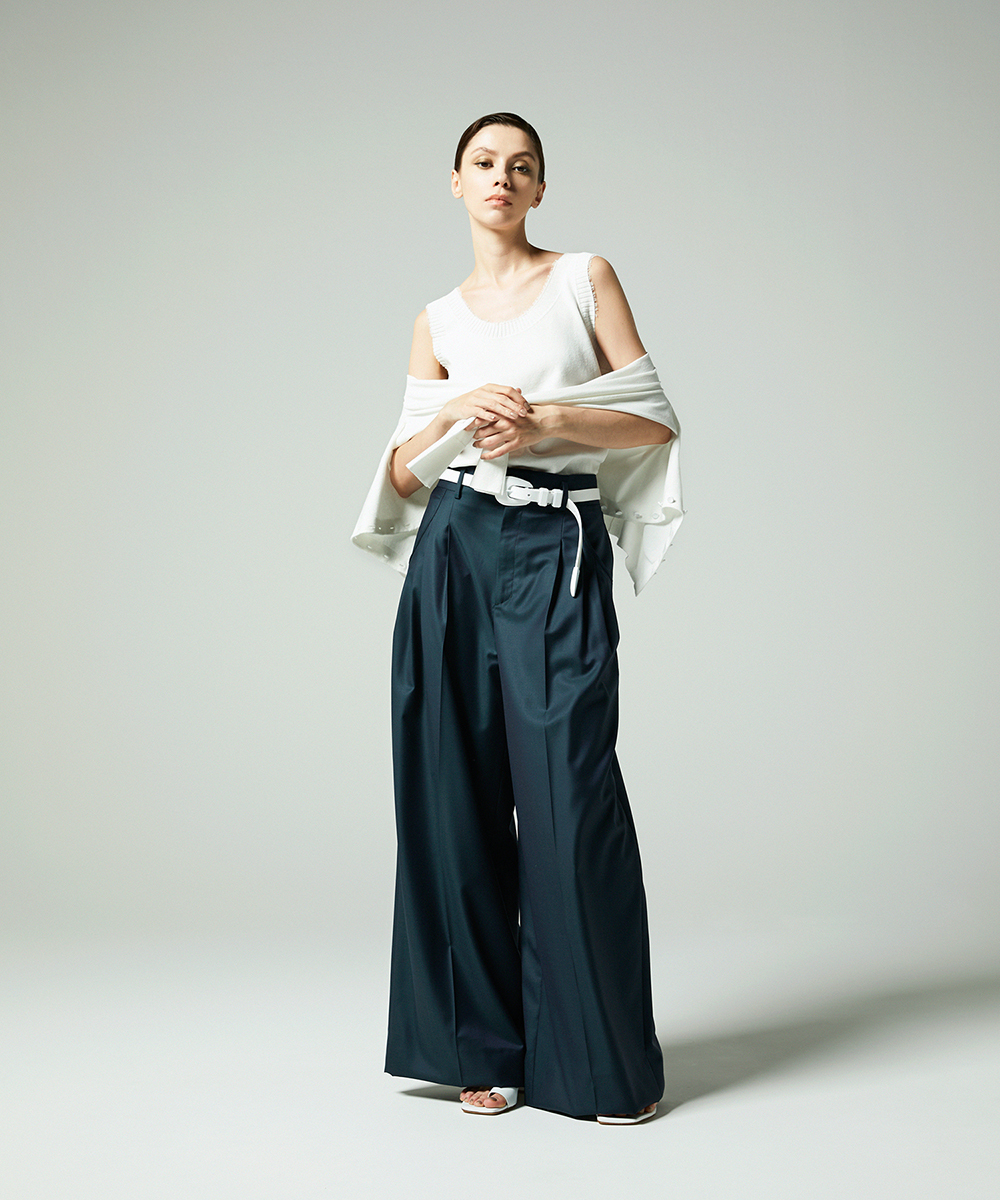 EAUVIRE コットンリネンニットタンク ホワイト