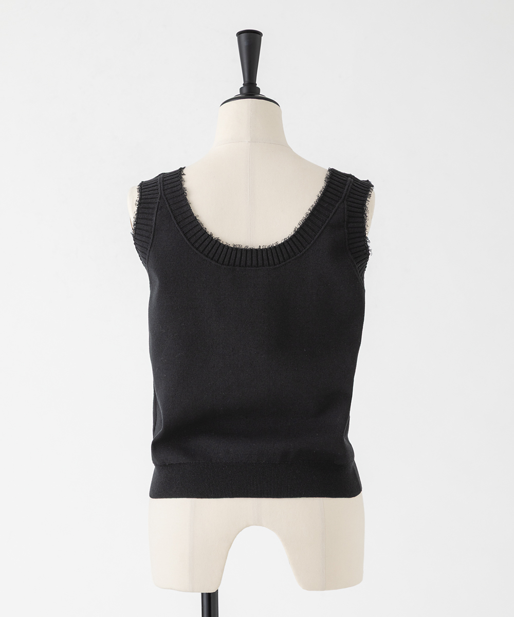 EAUVIRE コットンリネンニットタンク ホワイト