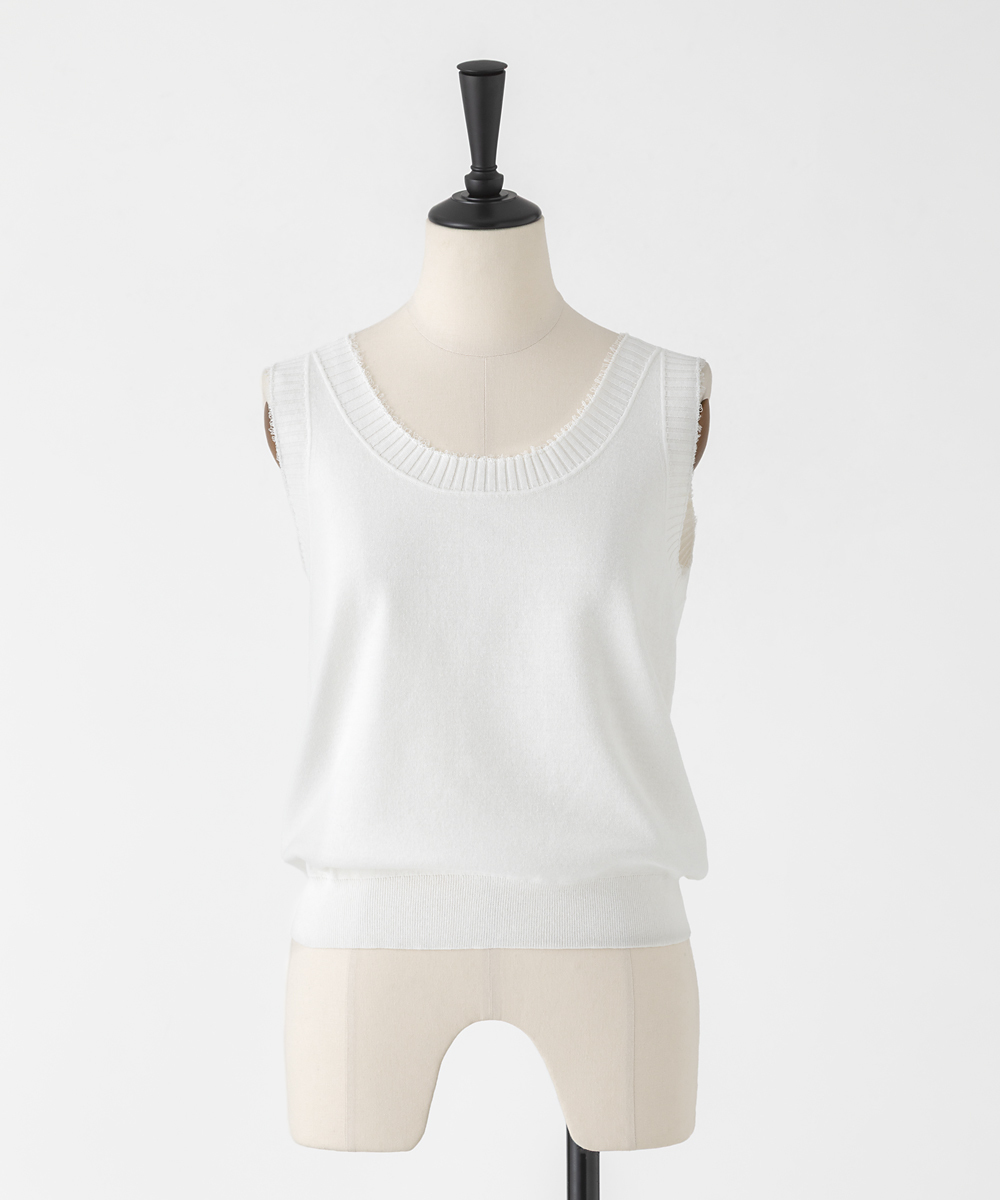 EAUVIRE コットンリネンニットタンク ホワイト