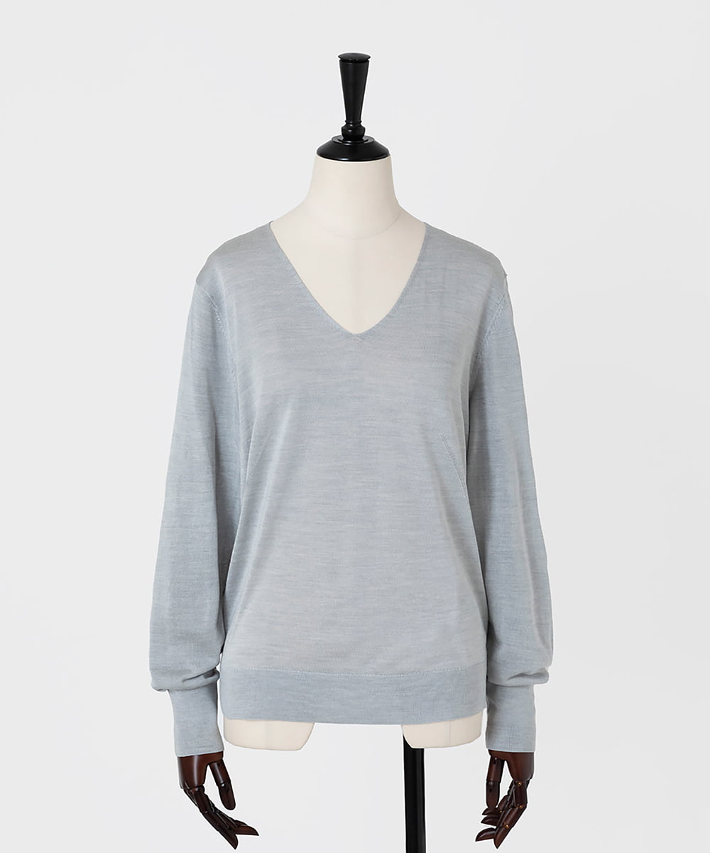 EAUVIRE フィラメントシルクVネックプルオーバー イエロー