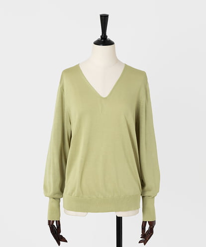 EAUVIRE フィラメントシルクVネックプルオーバー イエロー