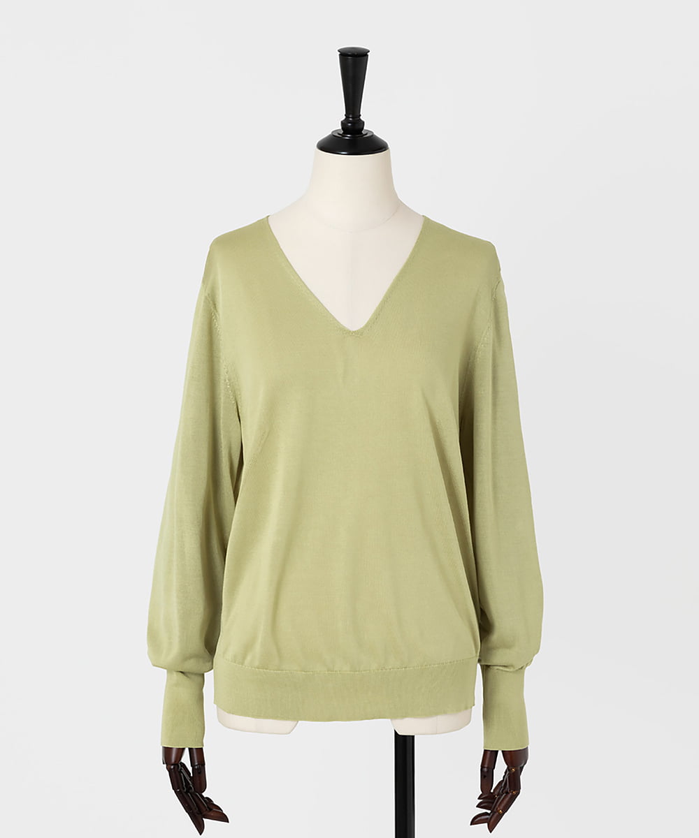 EAUVIRE フィラメントシルクVネックプルオーバー イエロー