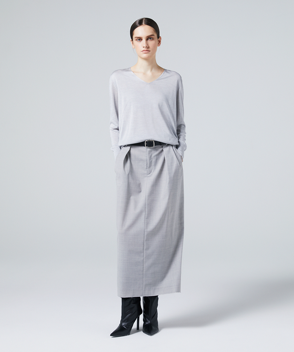 EAUVIRE フィラメントシルクVネックプルオーバー イエロー