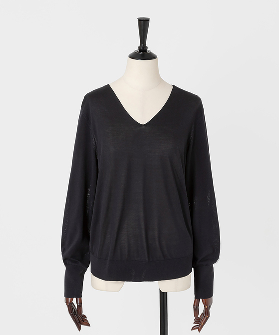 EAUVIRE フィラメントシルクVネックプルオーバー イエロー
