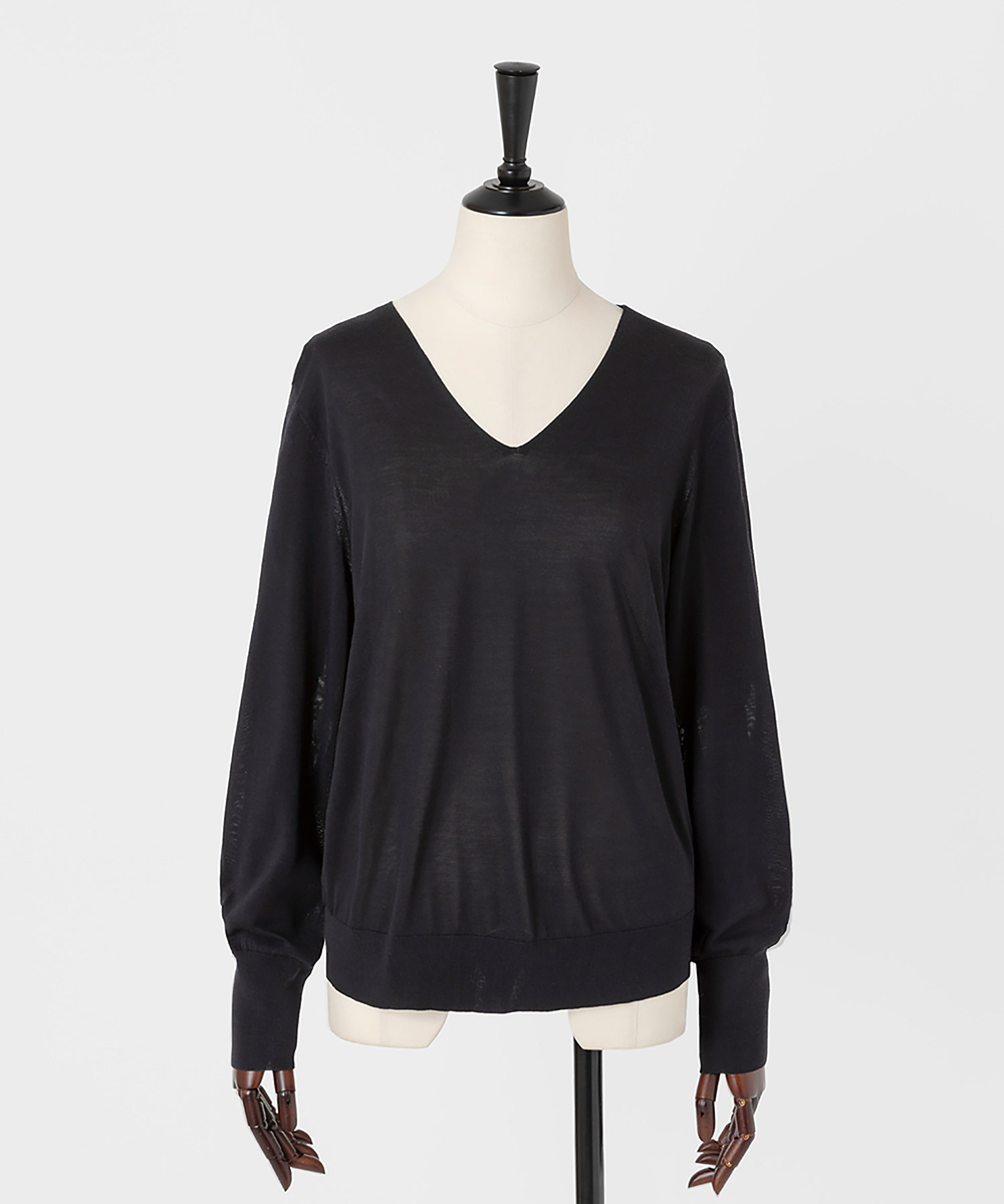 EAUVIRE フィラメントシルクVネックプルオーバー イエロー