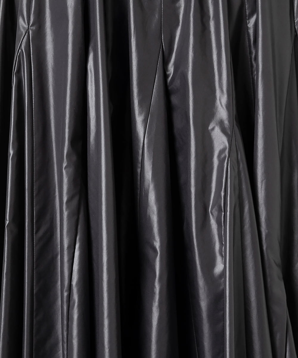 EAUVIRE レザーライクタフタボリュームスカート ブラック