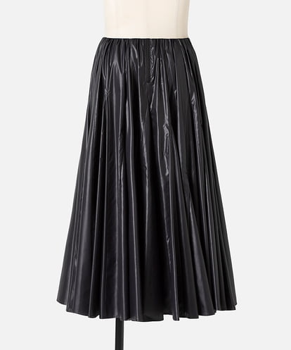 EAUVIRE レザーライクタフタボリュームスカート ブラック