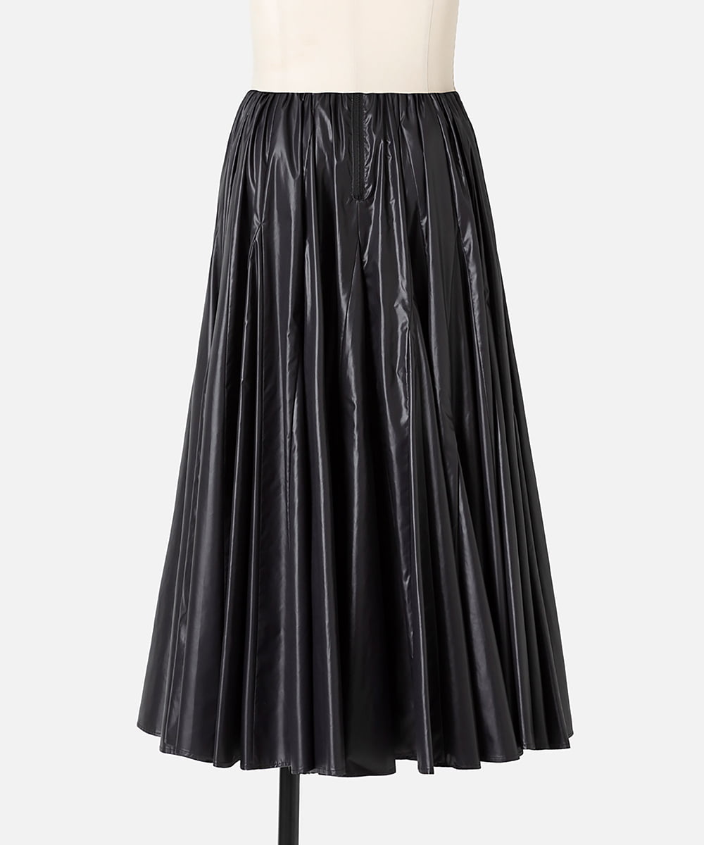 EAUVIRE レザーライクタフタボリュームスカート ブラック