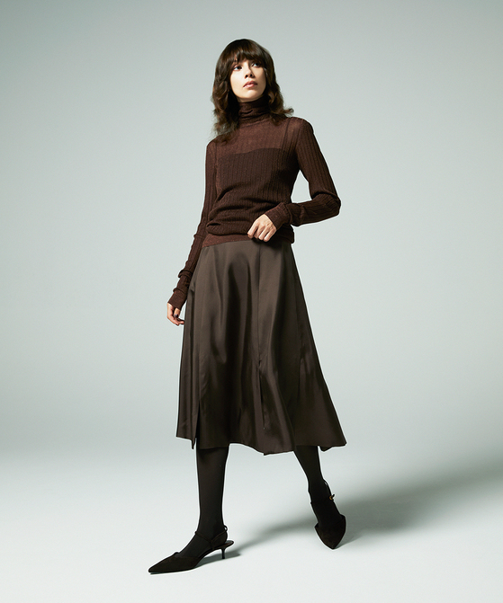 EAUVIRE マルチベンツフレアスカート ブラウン