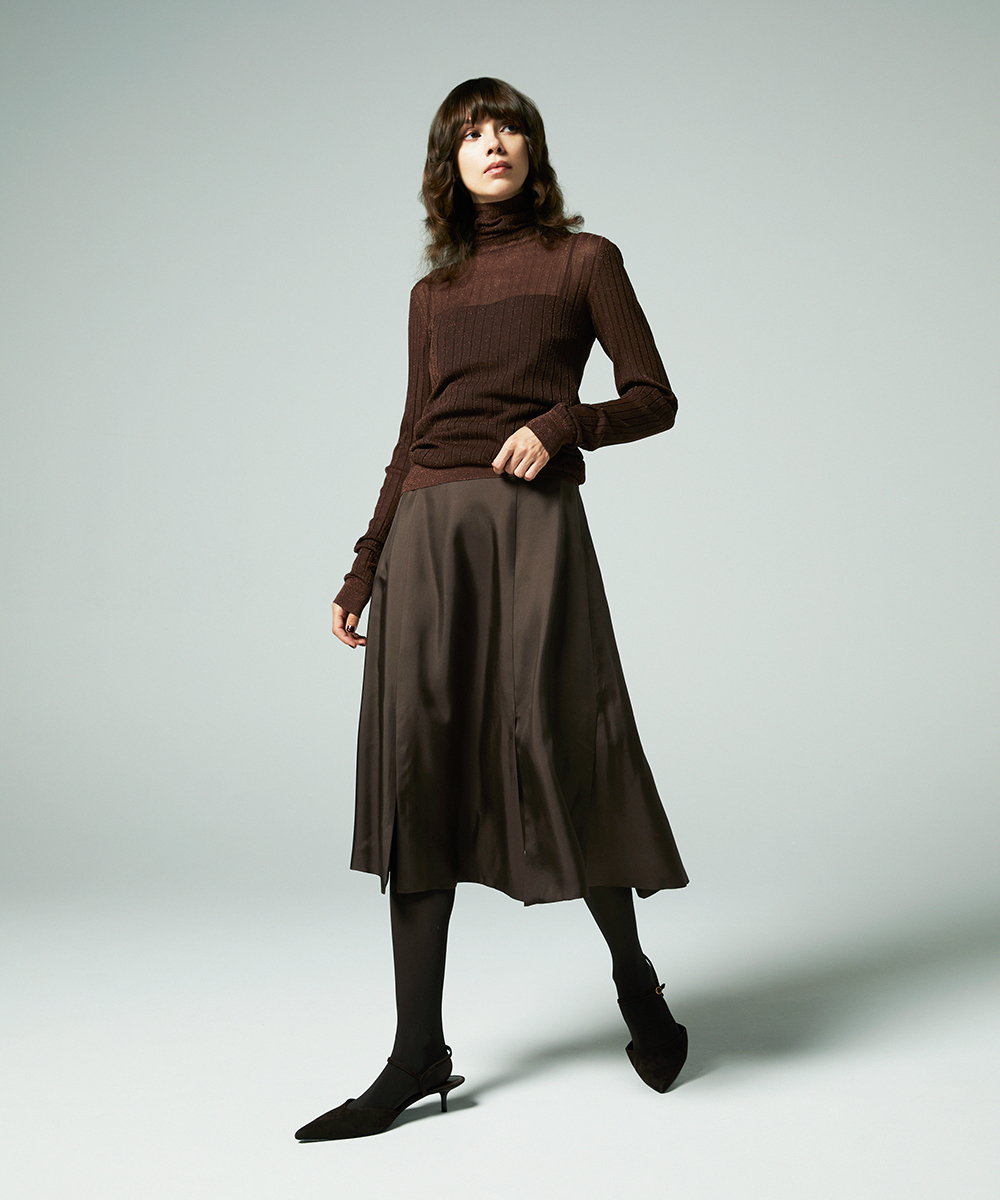 EAUVIRE マルチベンツフレアスカート ブラウン