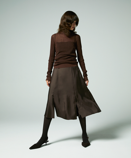 EAUVIRE マルチベンツフレアスカート ブラウン