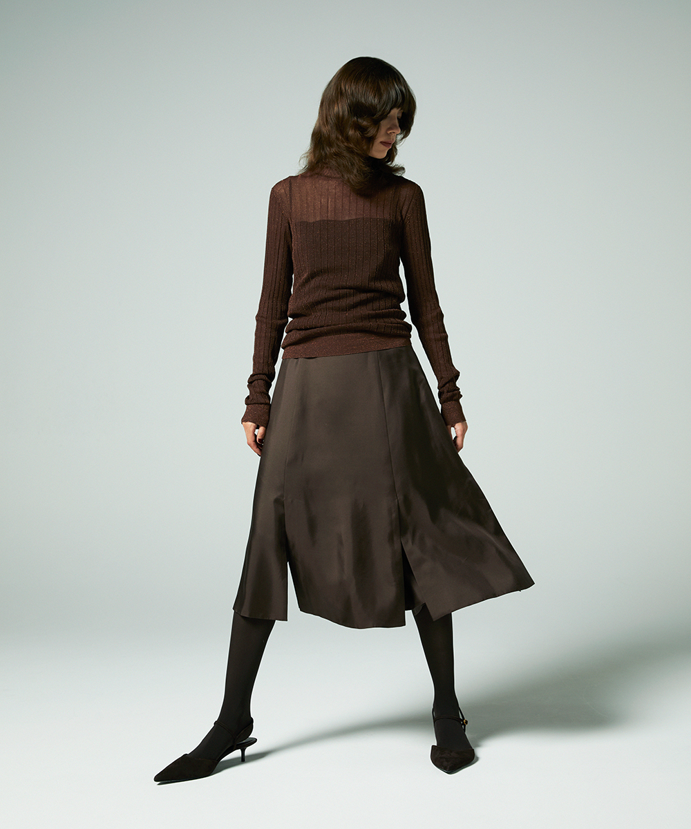 EAUVIRE マルチベンツフレアスカート ブラウン