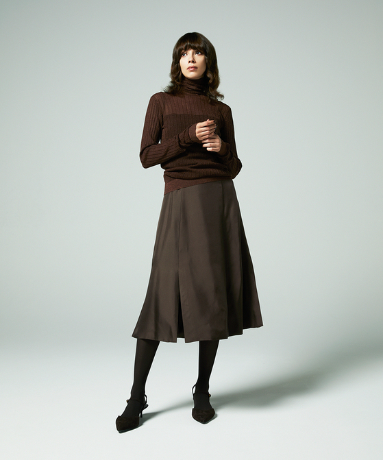 EAUVIRE マルチベンツフレアスカート ブラウン