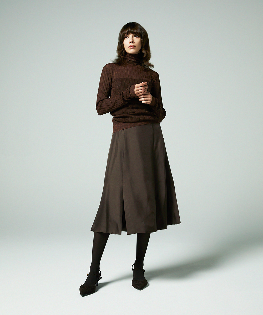 EAUVIRE マルチベンツフレアスカート ブラウン
