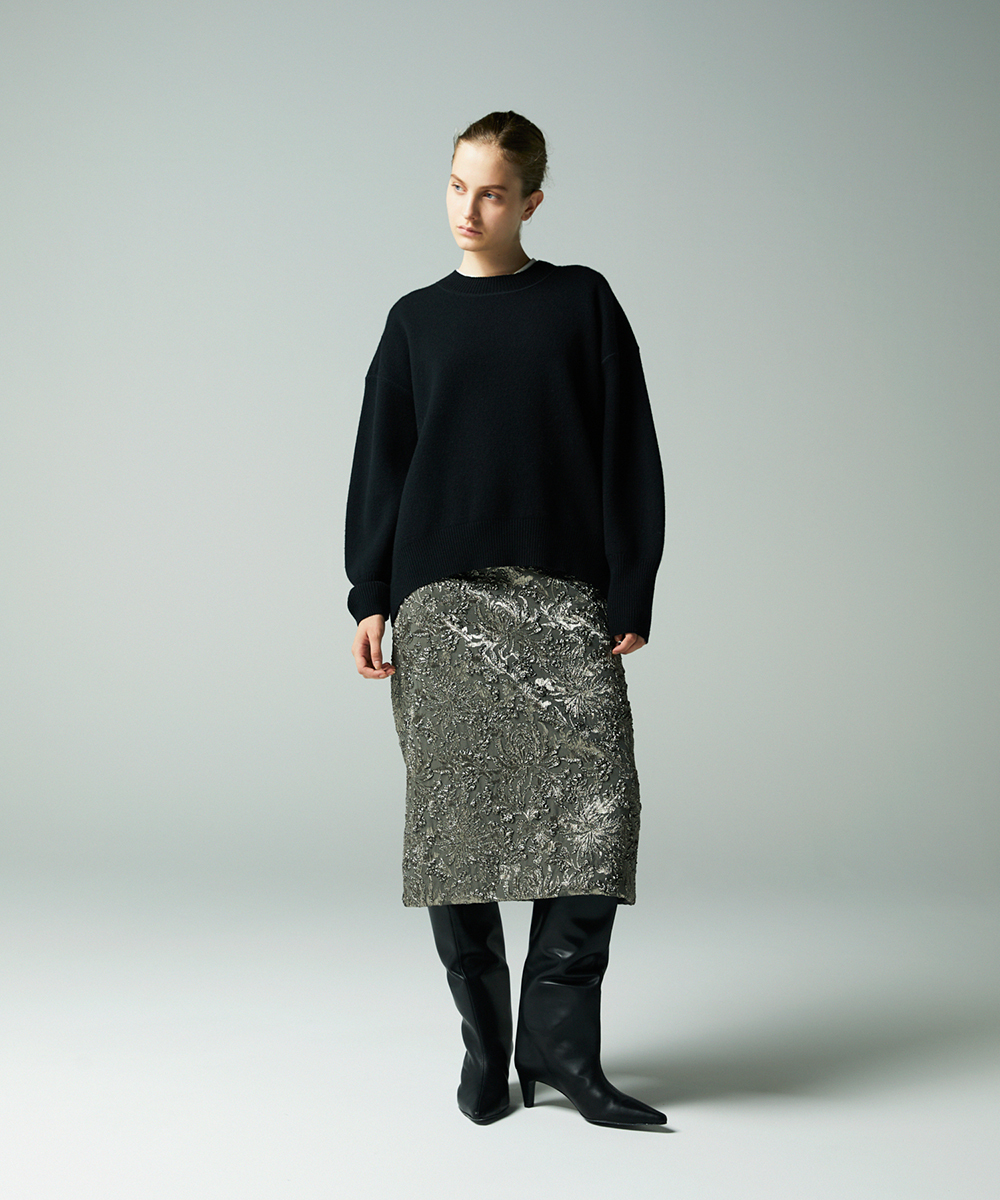 EAUVIRE ジャカードスカート グレー